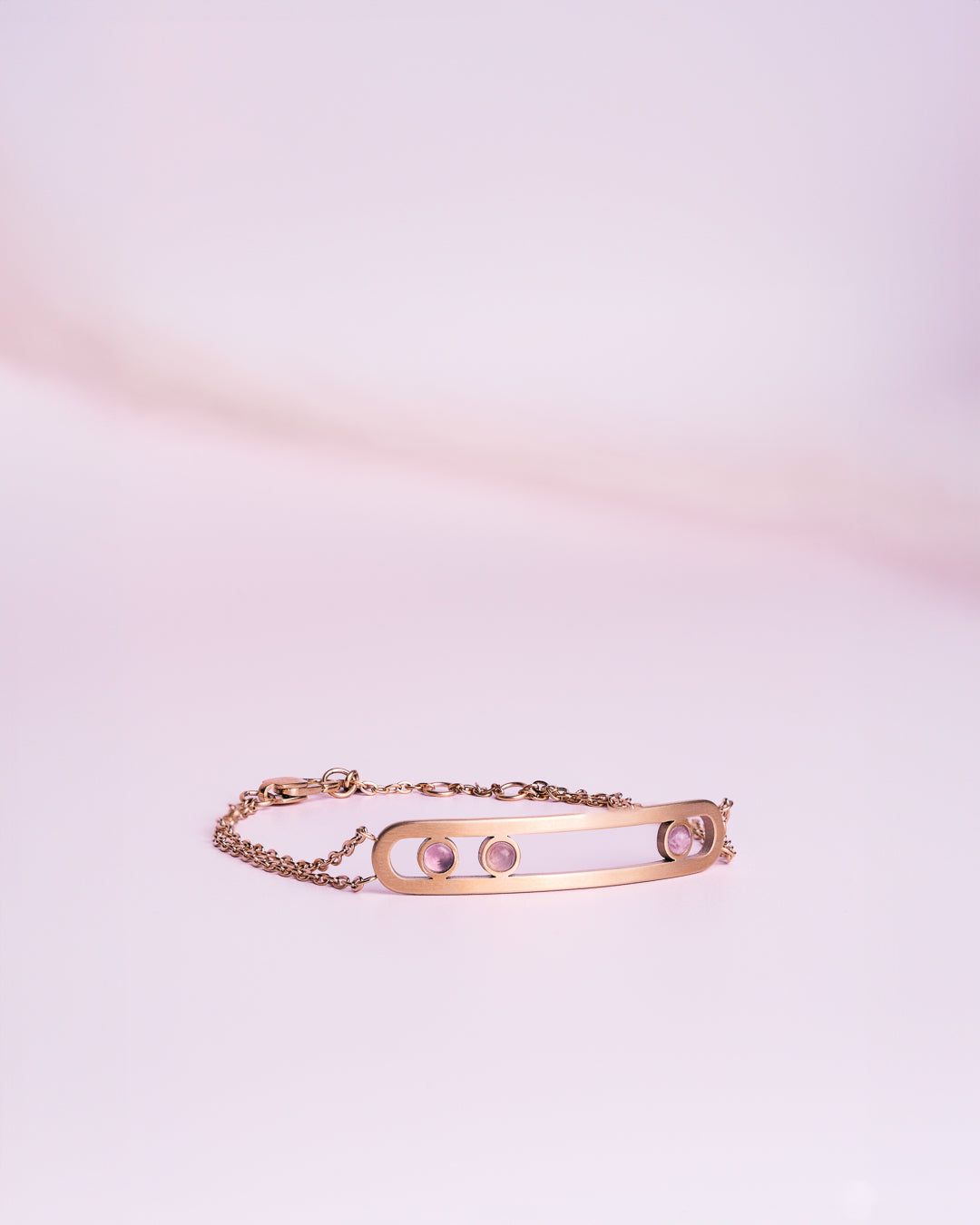 Armband en halskettting in rose goud met paarse amethist